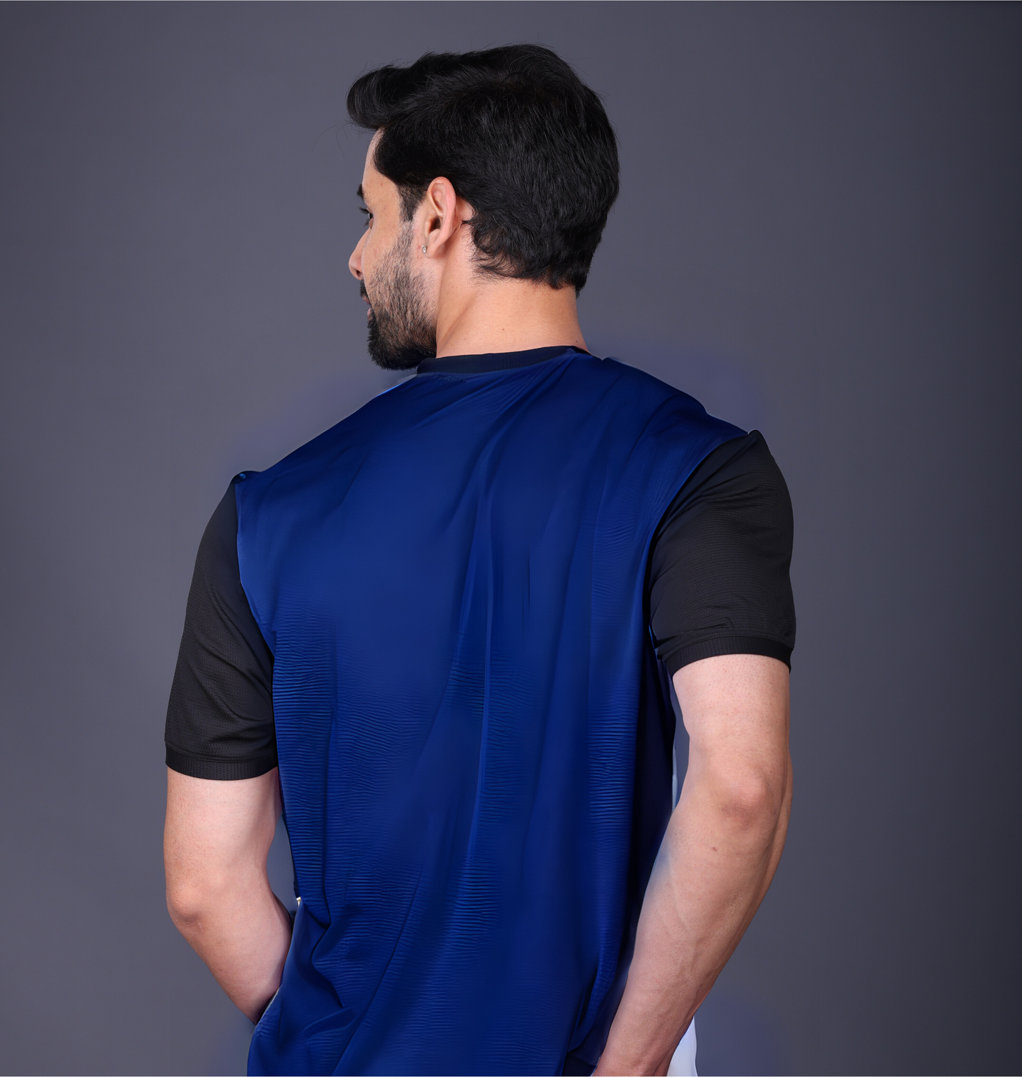 Yoddha Mesh - V neck Black and Navy T-shirt