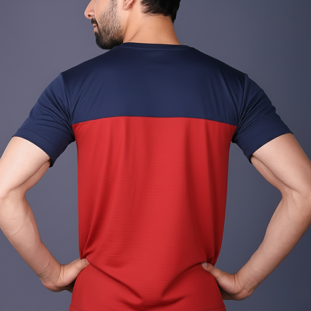 Yoddha Stretch - Round neck Blue and Red T Shirt