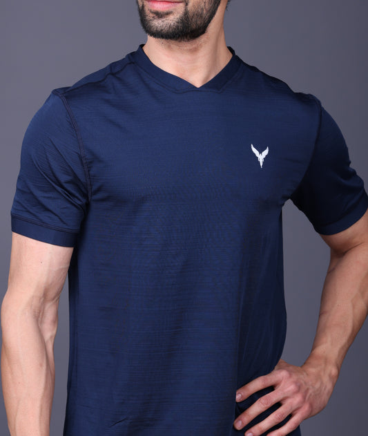 Yoddha Stretch - V neck Blue-Heaven T Shirt