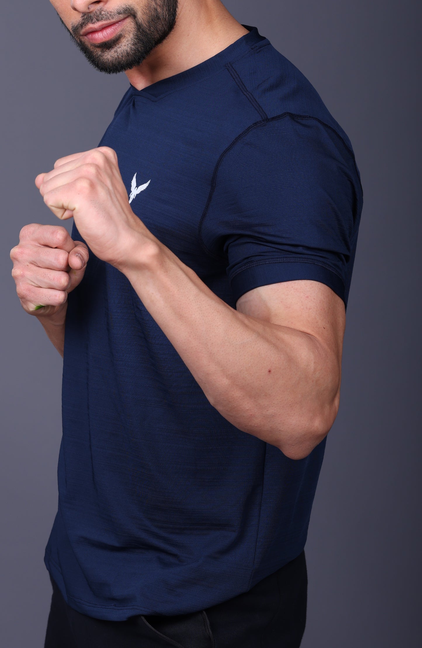 Yoddha Stretch - V neck Blue-Heaven T Shirt