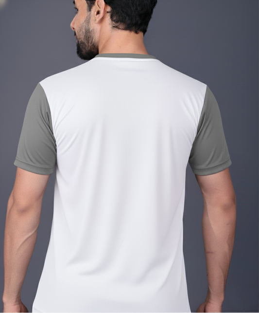 Yoddha Mesh - V neck Graphite and White T-shirt