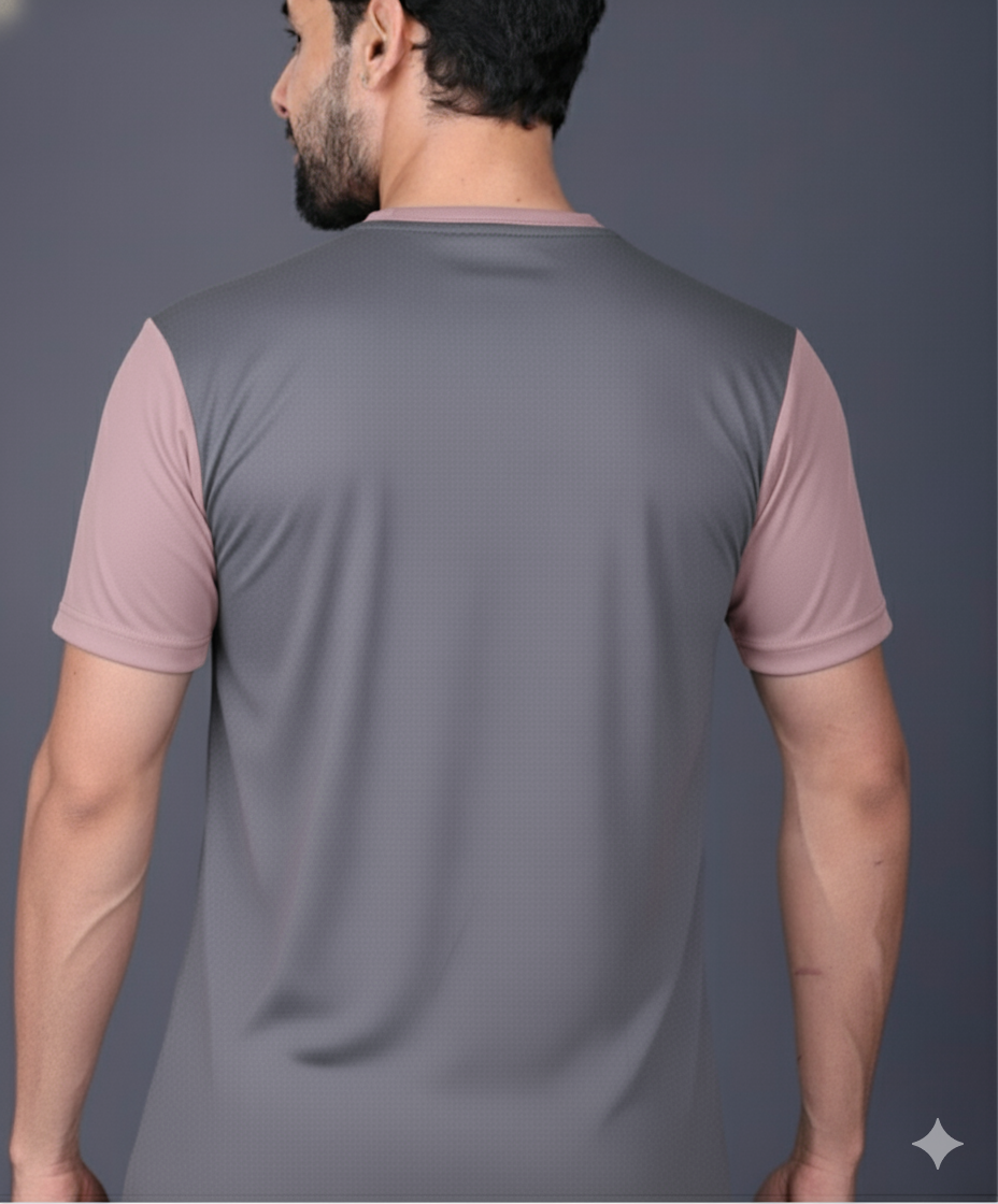 Yoddha Mesh - V neck Mauve and Graphite T-shirt