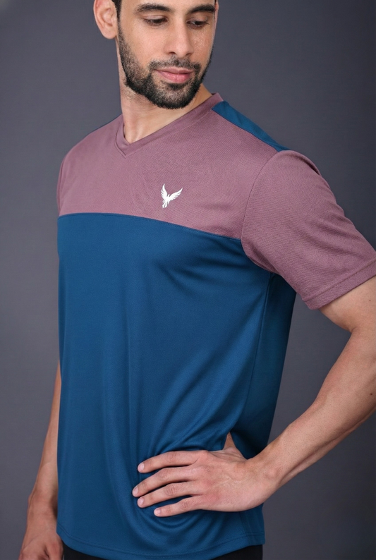 Yoddha Mesh - V neck Mauve and Scuba T-shirt
