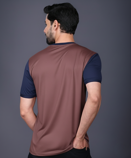 Yoddha Mesh - V neck Navy and Rose Dawn T-shirt