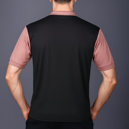 Yoddha Mesh - V neck Rose Dawn and Black T-shirt