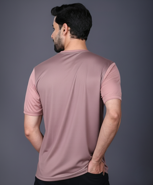 Yoddha Mesh - V neck Rose Dawn and Mauve T-shirt
