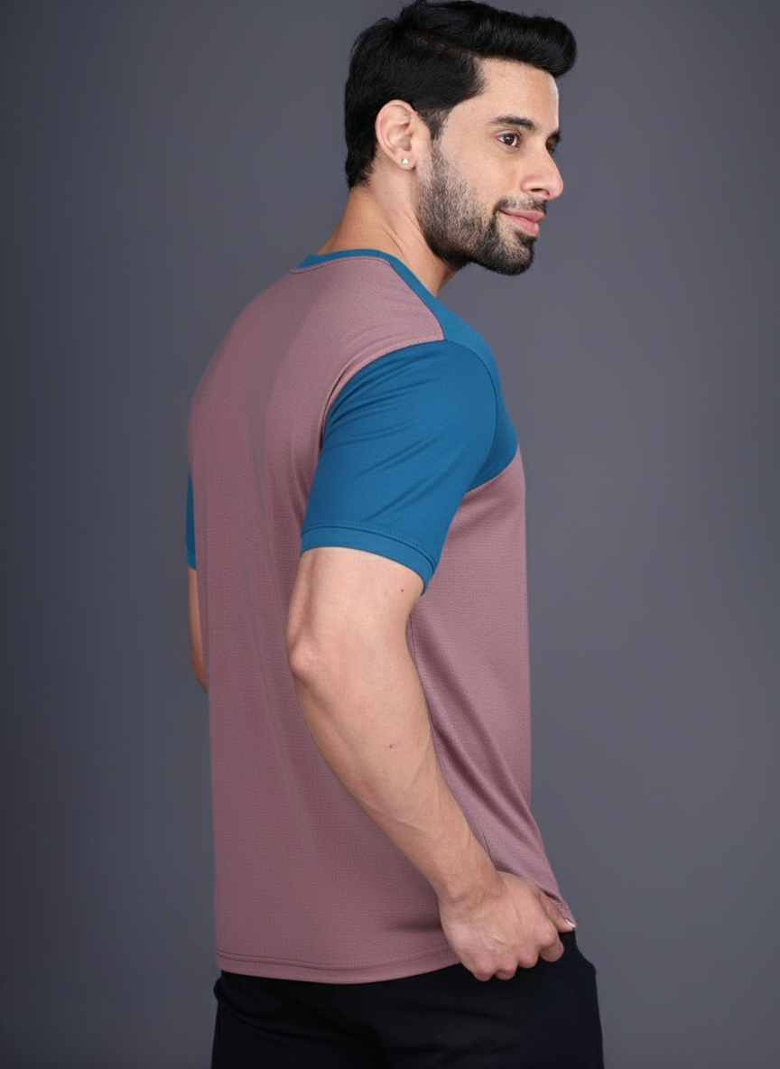 Yoddha Mesh - V neck Scuba and Mauve T-shirt