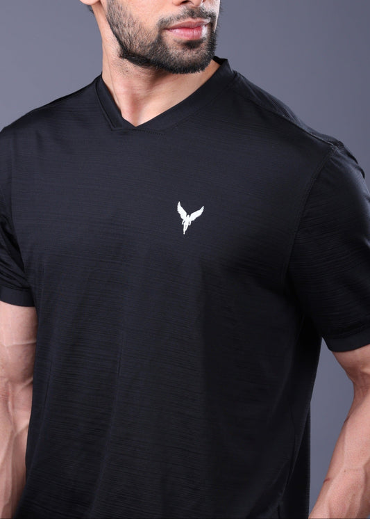 Yoddha Stretch - V neck Black T Shirt