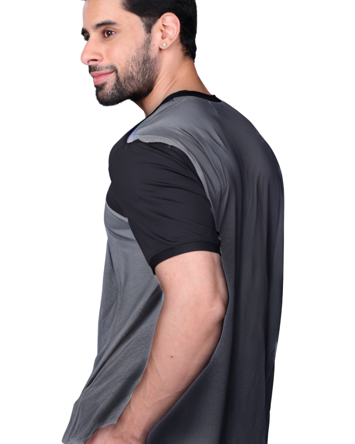 Yoddha Mesh - V neck Black and Graphite T-shirt