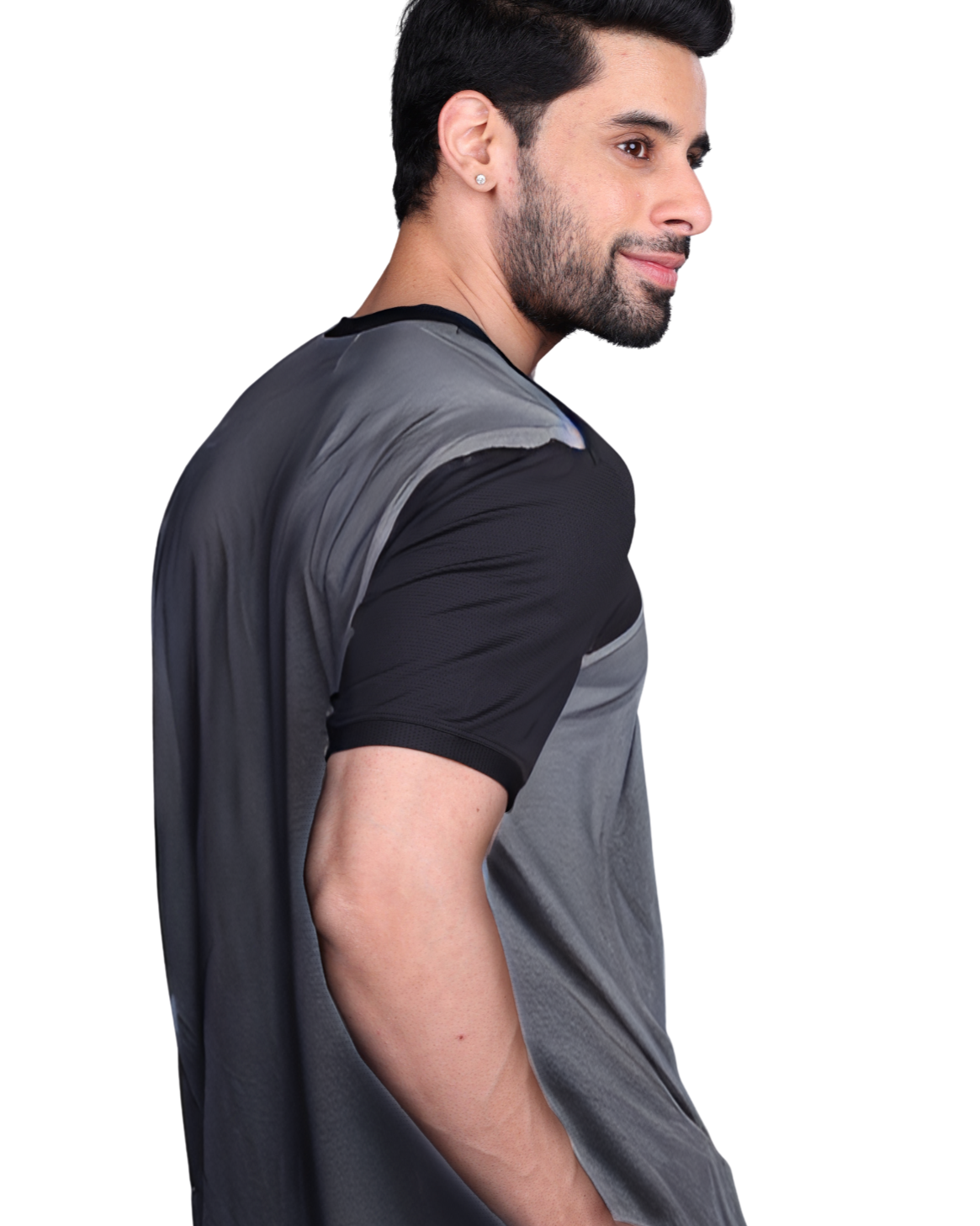 Yoddha Mesh - V neck Black and Graphite T-shirt