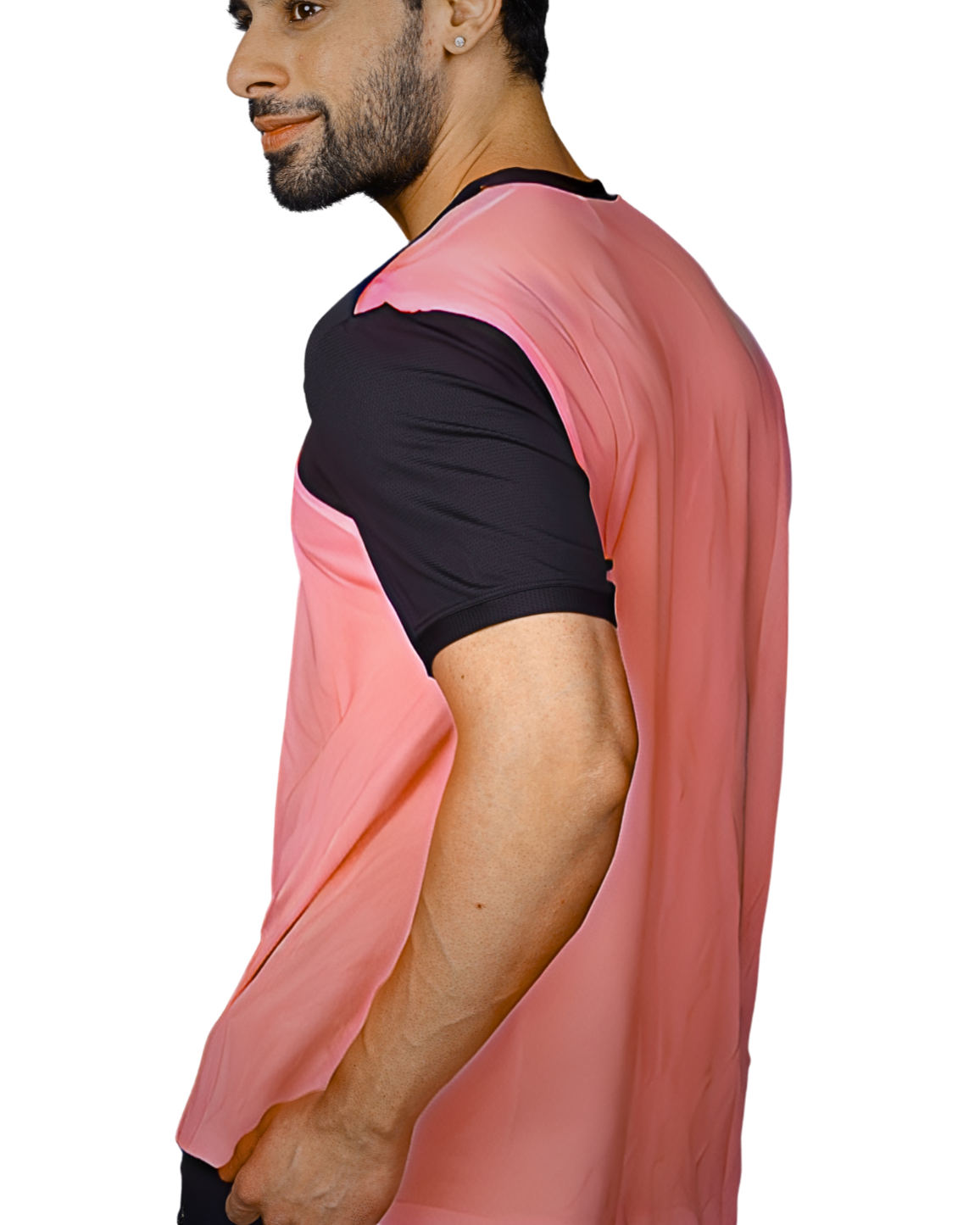 Yoddha Mesh - V neck Black and Mauve T-shirt