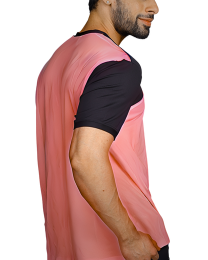 Yoddha Mesh - V neck Black and Mauve T-shirt