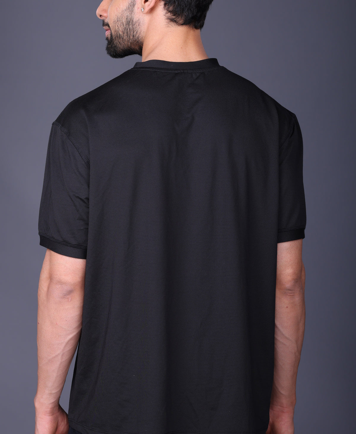 Yoddha Mesh - V neck Black T-shirt