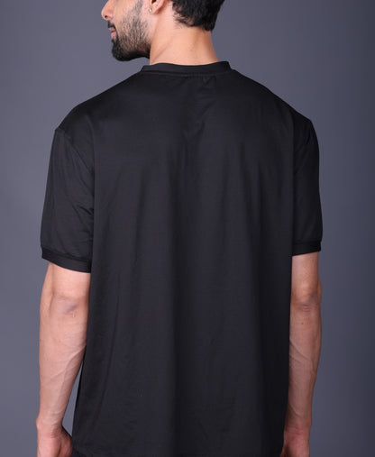 Yoddha Mesh - V neck Black T-shirt