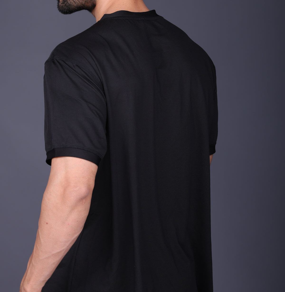 Yoddha Mesh - V neck Black T-shirt