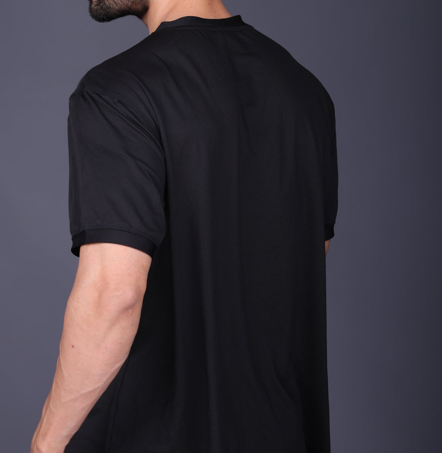Yoddha Mesh - V neck Black T-shirt