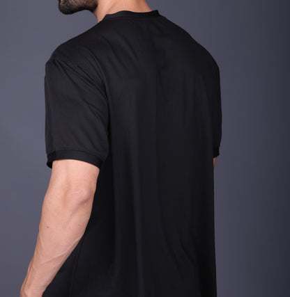 Yoddha Mesh - V neck Black T-shirt