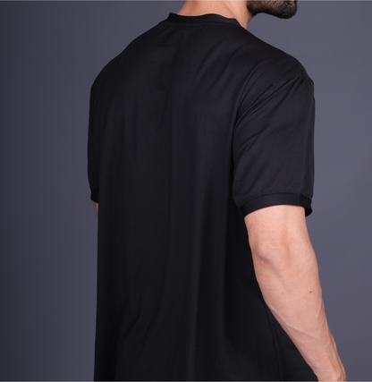 Yoddha Mesh - V neck Black T-shirt