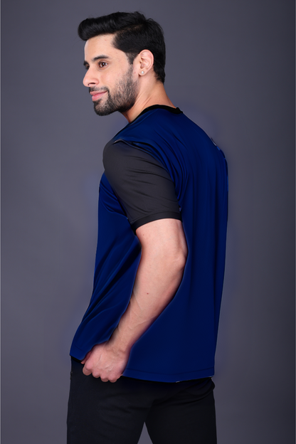 Yoddha Mesh - V neck Black and Navy T-shirt