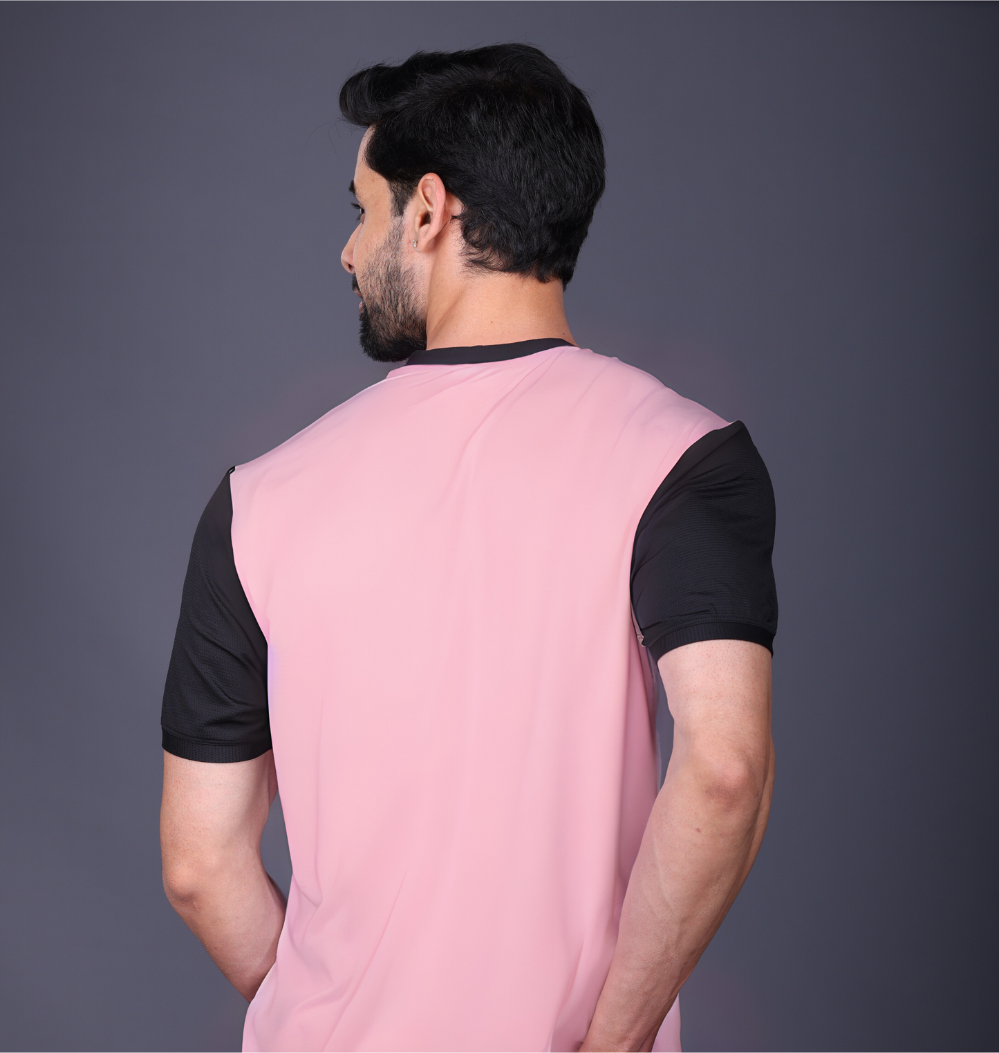Yoddha Mesh - V neck Black and Rose Dawn T-shirt