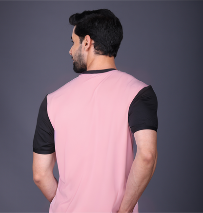 Yoddha Mesh - V neck Black and Rose Dawn T-shirt