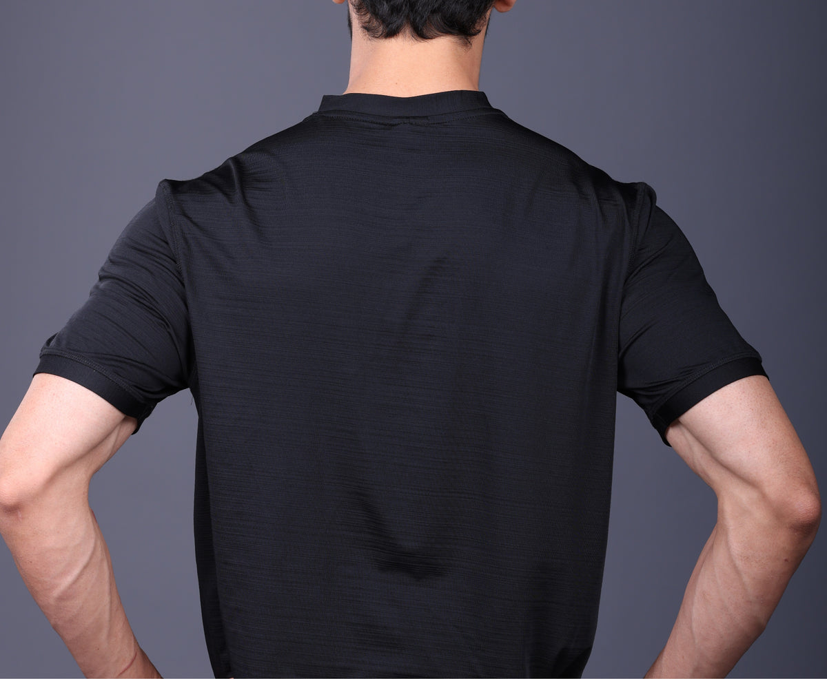 Yoddha Stretch - V neck Black T Shirt