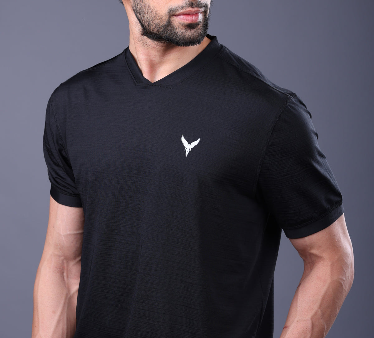 Yoddha Stretch - V neck Black T Shirt