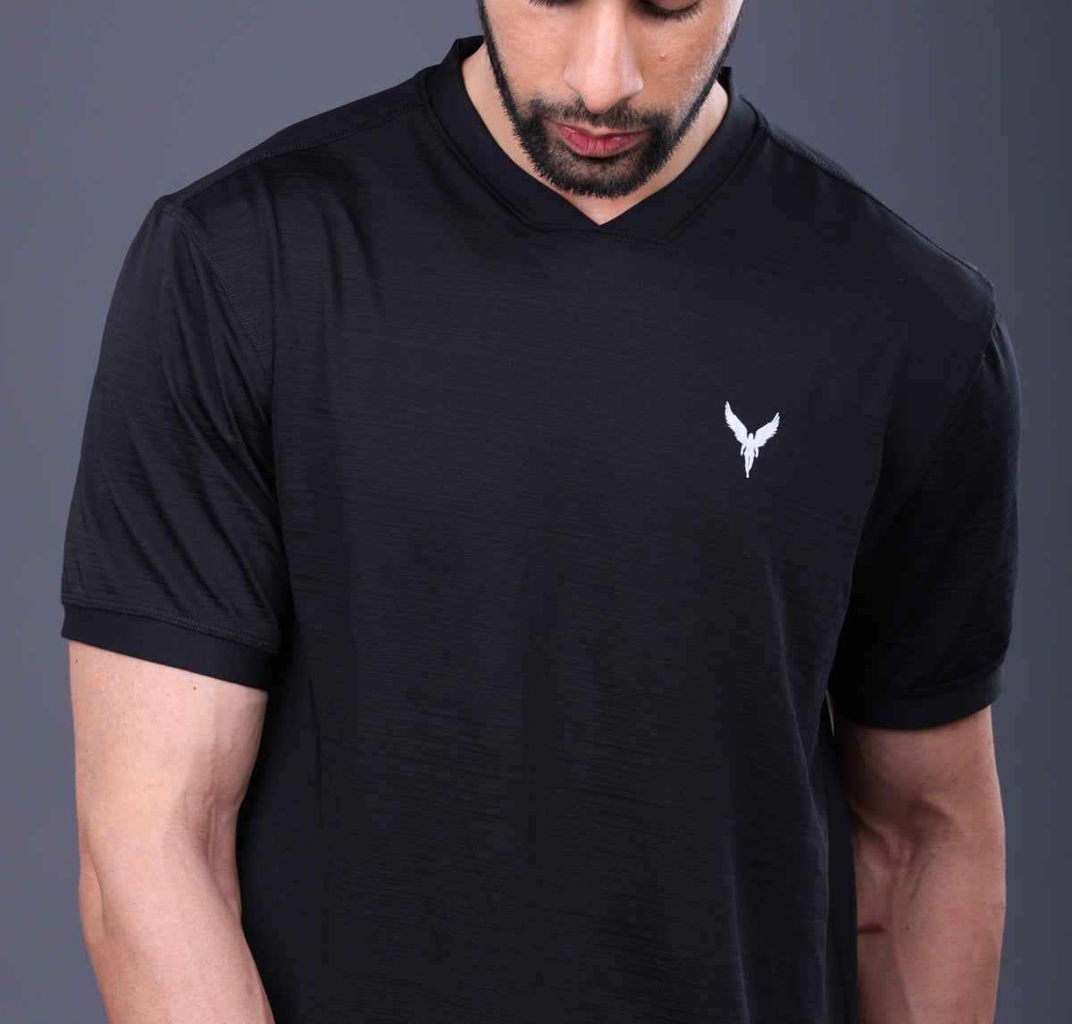 Yoddha Stretch - V neck Black T Shirt
