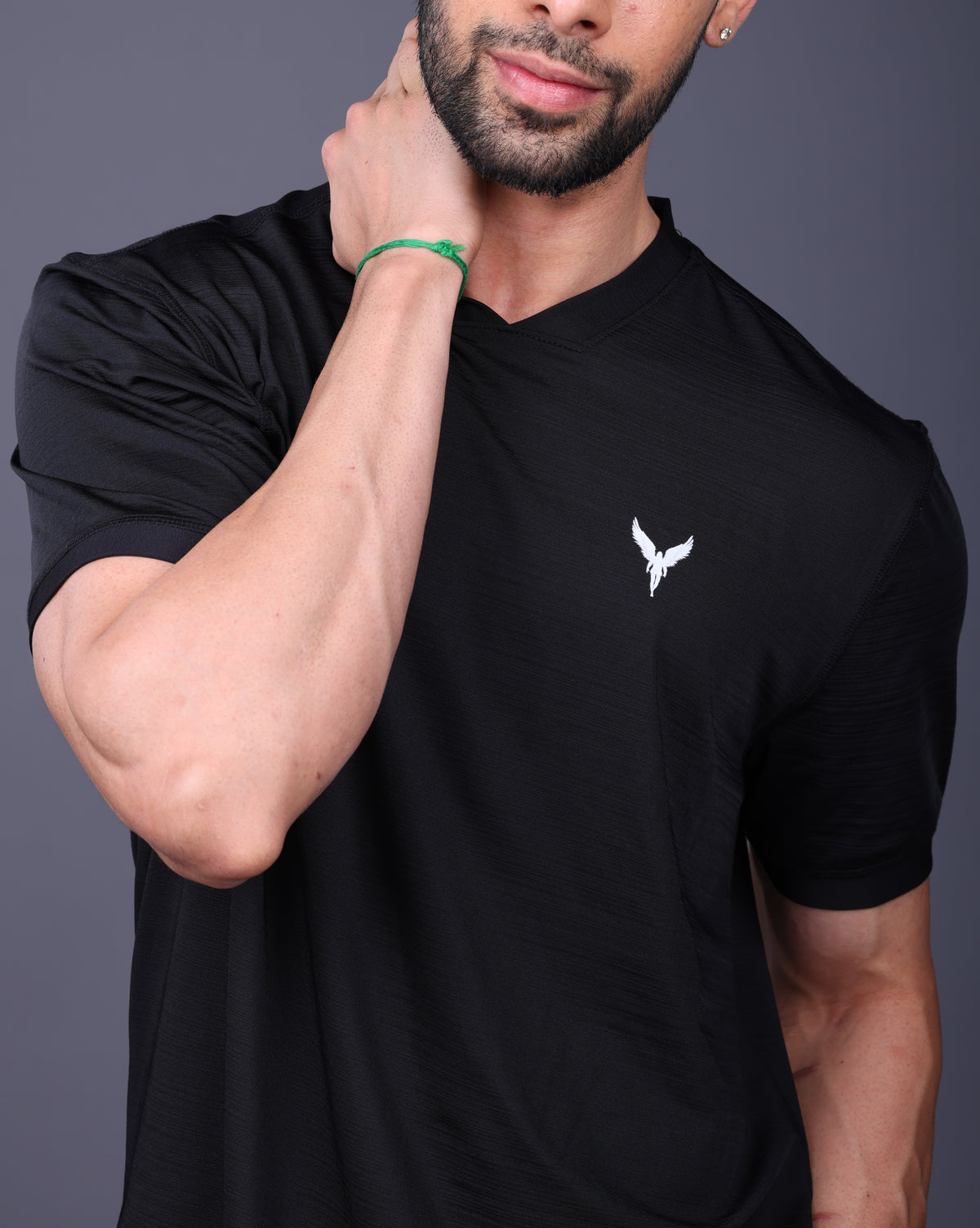 Yoddha Stretch - V neck Black T Shirt
