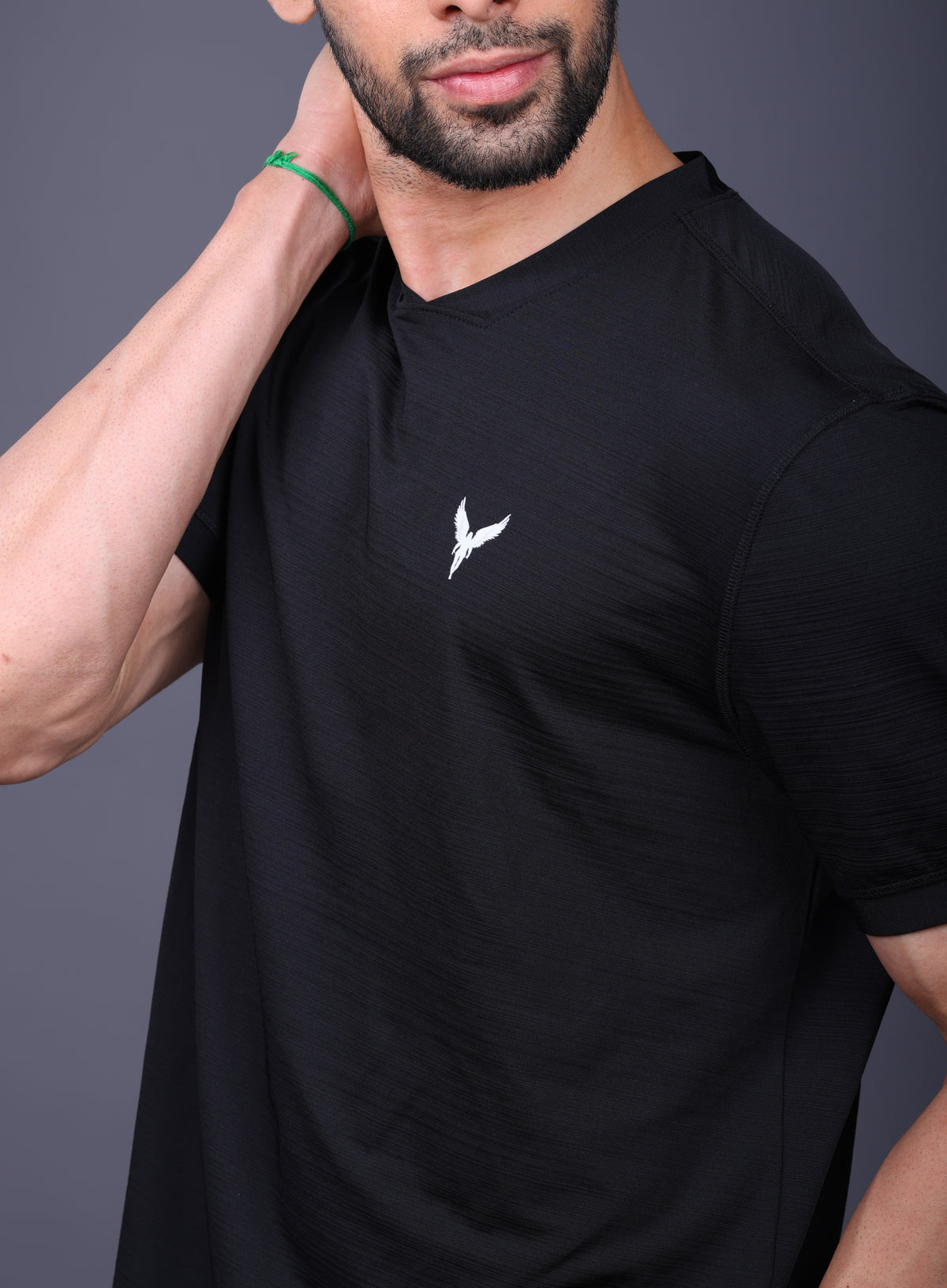 Yoddha Stretch - V neck Black T Shirt