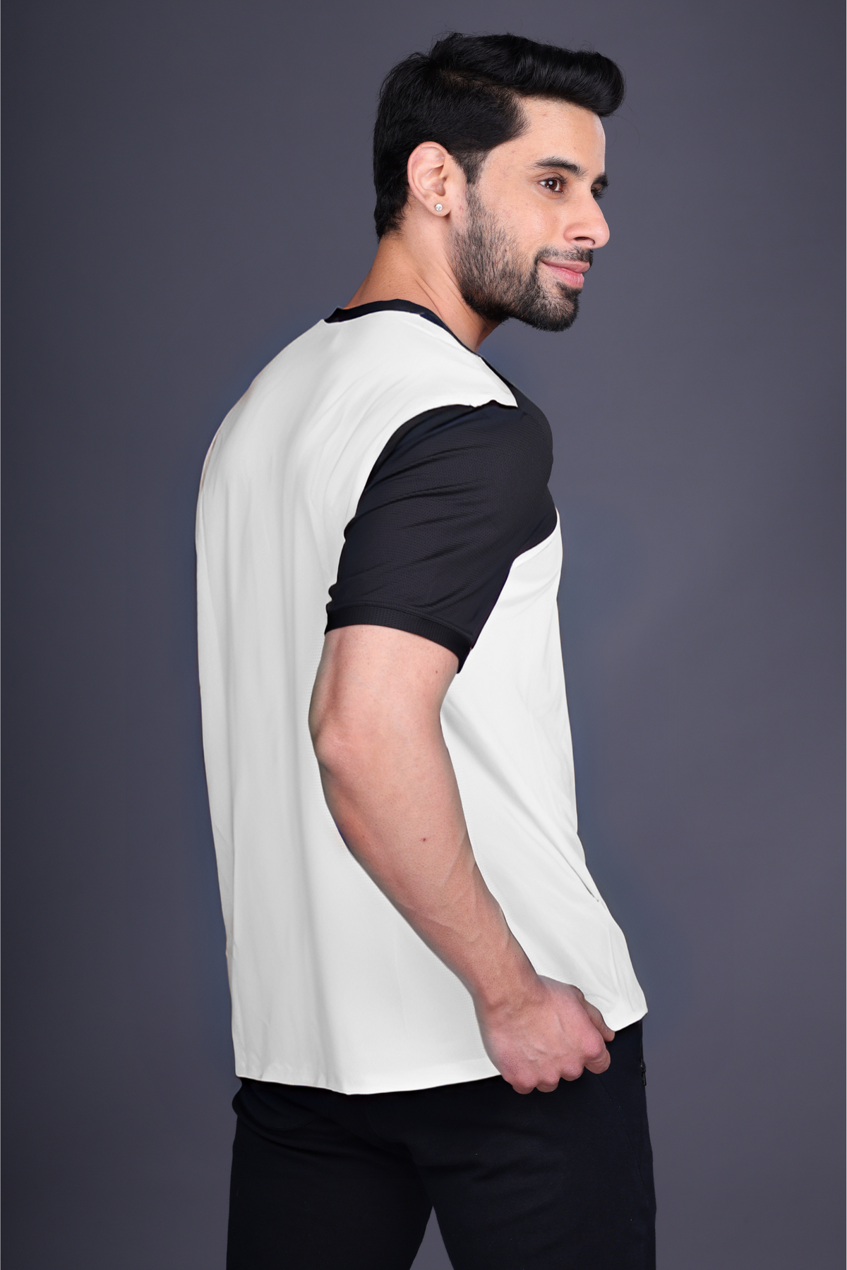 Yoddha Mesh - V neck Black and White T-shirt