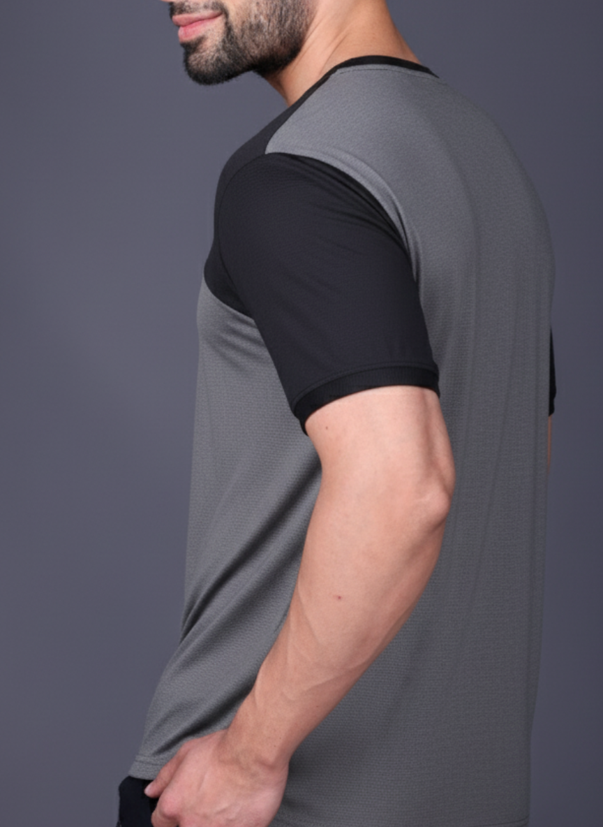 Yoddha Mesh - V neck Black and Graphite T-shirt