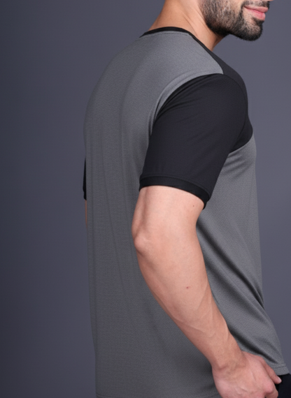 Yoddha Mesh - V neck Black and Graphite T-shirt