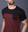 Yoddha Stretch - Round neck Black and Maroon T Shirt