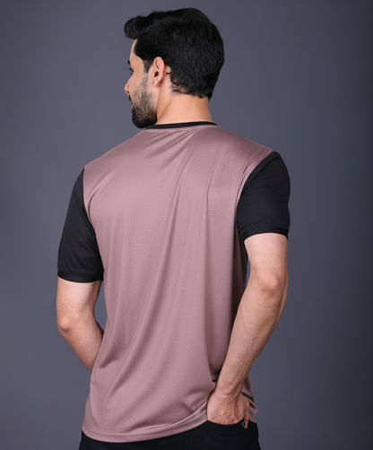 Yoddha Mesh - V neck Black and Mauve T-shirt