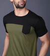 Yoddha Stretch - Round neck Black and Olive T Shirt