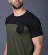 Yoddha Stretch - Round neck Black and Olive T Shirt