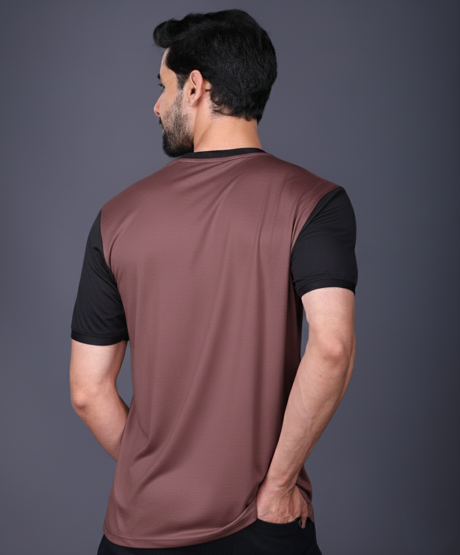 Yoddha Mesh - V neck Black and Rose Dawn T-shirt