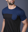 Yoddha Stretch - Round neck Blue and Black T Shirt