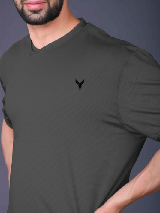 Yoddha Mesh - V neck Graphite T-shirt