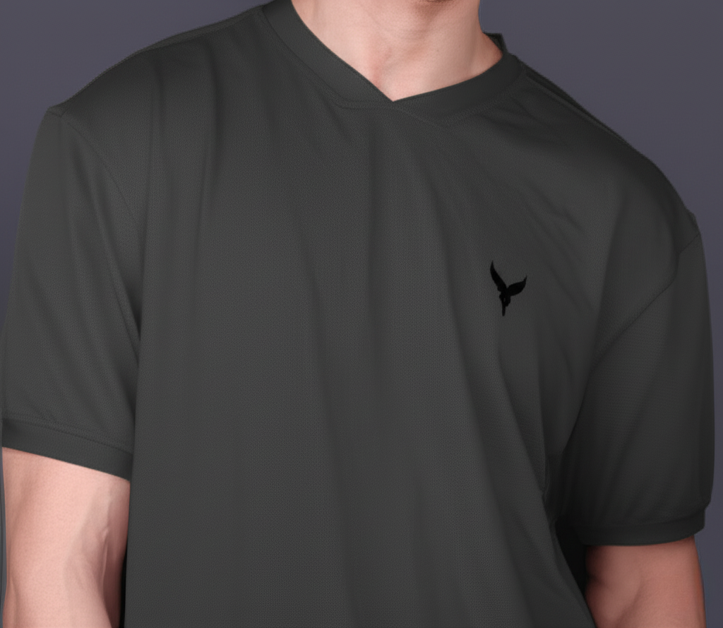 Yoddha Mesh - V neck Graphite T-shirt
