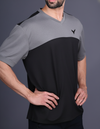 Yoddha Mesh - V neck Graphite and Black T-shirt