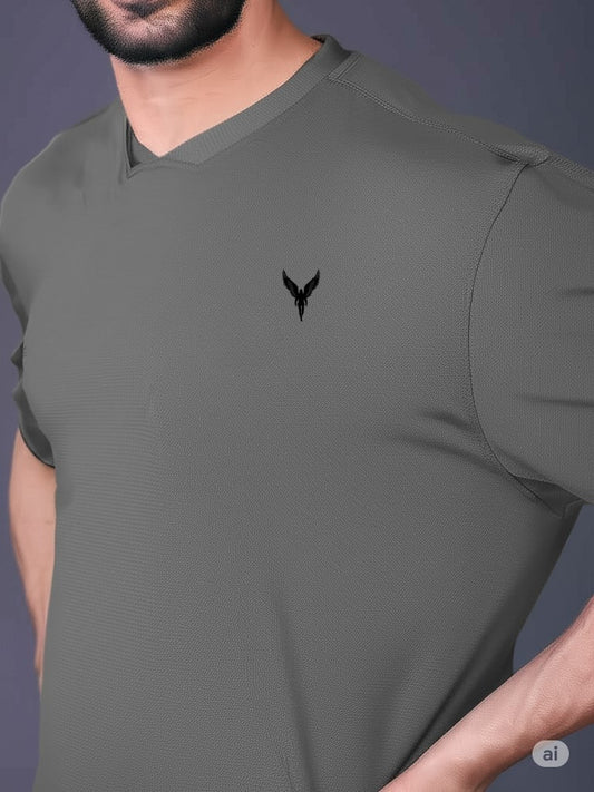 Yoddha Mesh - V neck Graphite T-shirt