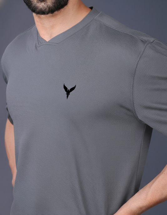 Yoddha Mesh - V neck Graphite T-shirt