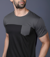 Yoddha Stretch - Round neck Grey and Black T Shirt
