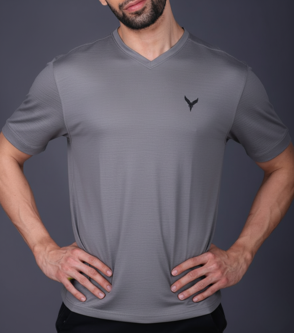 Yoddha Stretch - V neck Light-Grey T Shirt