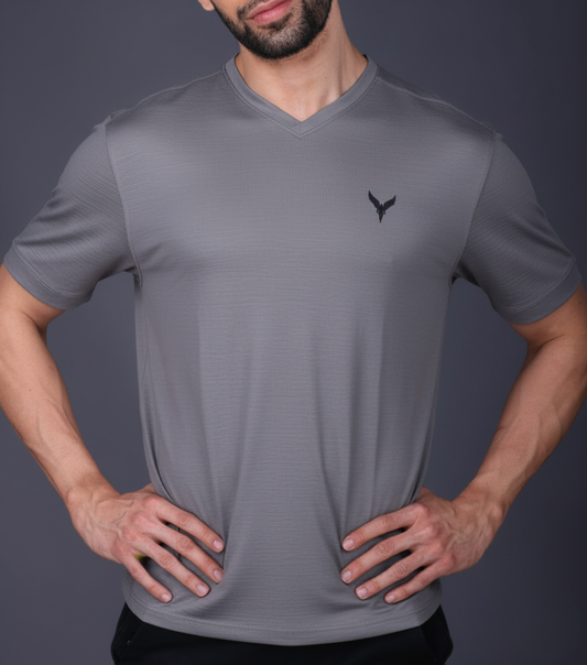 Yoddha Stretch - V neck Light-Grey T Shirt