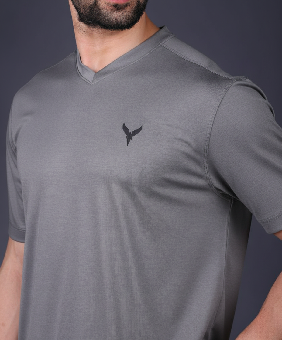 Yoddha Stretch - V neck Light-Grey T Shirt