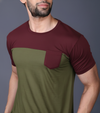 Yoddha Stretch - Round neck Maroon and Olive T Shirt