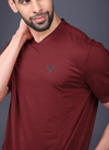 Yoddha Stretch - V neck Maroon T Shirt